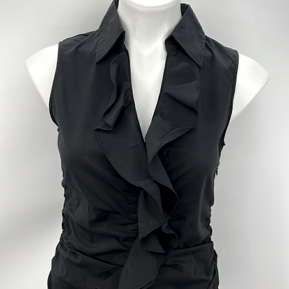 New York & Co small black ruched sleeveless top